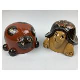 Eldreth Pottery Redware Ladybug & Turtle.