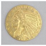 1915 Gold Indian Quarter Eagle.