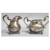 Stieff Sterling Silver Creamer & Sugar Bowl.