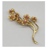 18KT Gold Natural Ruby Brooch.