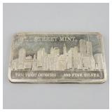 Ten Troy Oz. Fine Silver Wall Street Mint Bar.