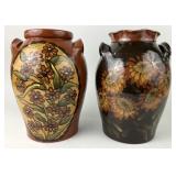 2 Eldreth Pottery Redware Vases.