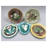 Five Majolica Plates.