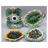 Four Majolica Leaf Platters & Bowls.