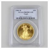 1986-W 1 Oz. Fine Gold Eagle 50 Dollar Coin.