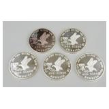 5 1 Troy Oz. Fine Silver Tri-State Mint Coins.