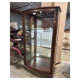 Maple Mirror Back Bow Front Curio Cabinet.