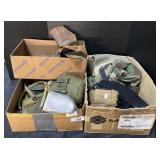 Military Uniform Hats, Boots, Canteens.