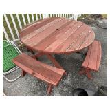 Vintage Outdoor Table w/ 4 Benches.