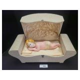 Antique Sleeping Baby Bassinet Automaton Doll.