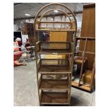 Vtg Arched Bamboo & Wicker Bookshelf.