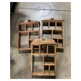 3 Wooden Country Heart Shelves.