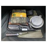 Hunting Knives, Mess Kit, Camo Netting.