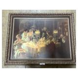 Large Vintage Ballroom Dinner Art Print.