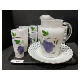 1950s Bartlett Collins Frosted Glass Pitcher Set.