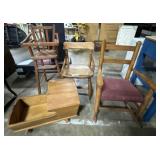 Cradle, Highchair, 2 Kids Chairs.