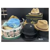 Various Womenï¿½s Hats, Fedoras, Straw Hats.