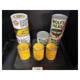 Vtg Wolfs Head Motor Oil Advertising Cans,