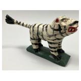 Folk Art Style White Tiger Wood Carving.