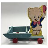 Warner Brothers Porky Pig Wooden Pull Toy.