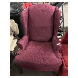 Purple Upholstered Wingback Chair.