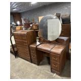 3-Pc Mid-Century Waterfall Bedroom Set.