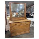 Ornate Blonde Oak Vanity.