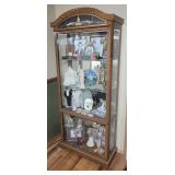 5 Shelf Lighted Mirrored Glass Curio Cabinet