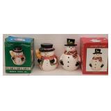 (2) Snowman Cookie Jars 1 is Musical