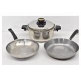 (3) Stainless Steel Pans - 2 Frying Pans &