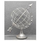 Charcoal-Colored Metal Decorative Globe w/ Arrow