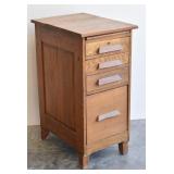 Antique Oak Desk Side File Cabinet