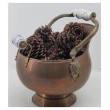 Copper & Brass Coal Ash Bucket Porcelain Handles