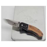 Ozark Trail Pocket Knife  w/ Belt Clip & Wood