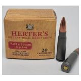 (20rds) Herters 7.62 x 39mm 122gr FMJ Ammo