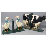 (2 pr) Cast Iron Bookends: Cow & Ducks