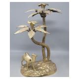 Camel & Palm Trees Brass Candle Holder - India