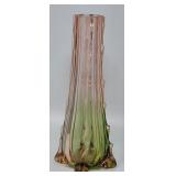 Art Glass Pink to Green Tree Trunk Bark Bud Vase