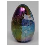 Mount St Helens Signed Iridescent Art Glass Egg