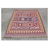 Hand Woven Wool Turkish Kilim Tribal Rug 5x6.5