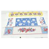 (2) Vintage Floral Square Cotton Tablecloths