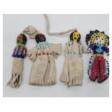 (4) Native American Beaded Leather Mini Dolls