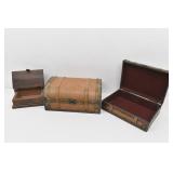 (3) Wood Dresser Top Trinket Boxes