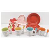 (4) Cappuccino Mugs w/ Spoons & Heart Valentine