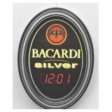 Bicardi Silver Lighted Bar Sign Clock