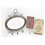 Decorative Wall Decor: Mirror w/ 3-Hooks,