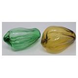 (2) Art Glass Vegetables Peppers