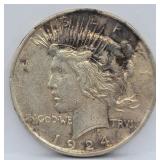 1924-P Peace Silver Dollar - VF