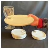 (12) White Appetizer Plates w/wine glass holder