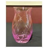 Pink art glass vase, 6 1/2 inches tall